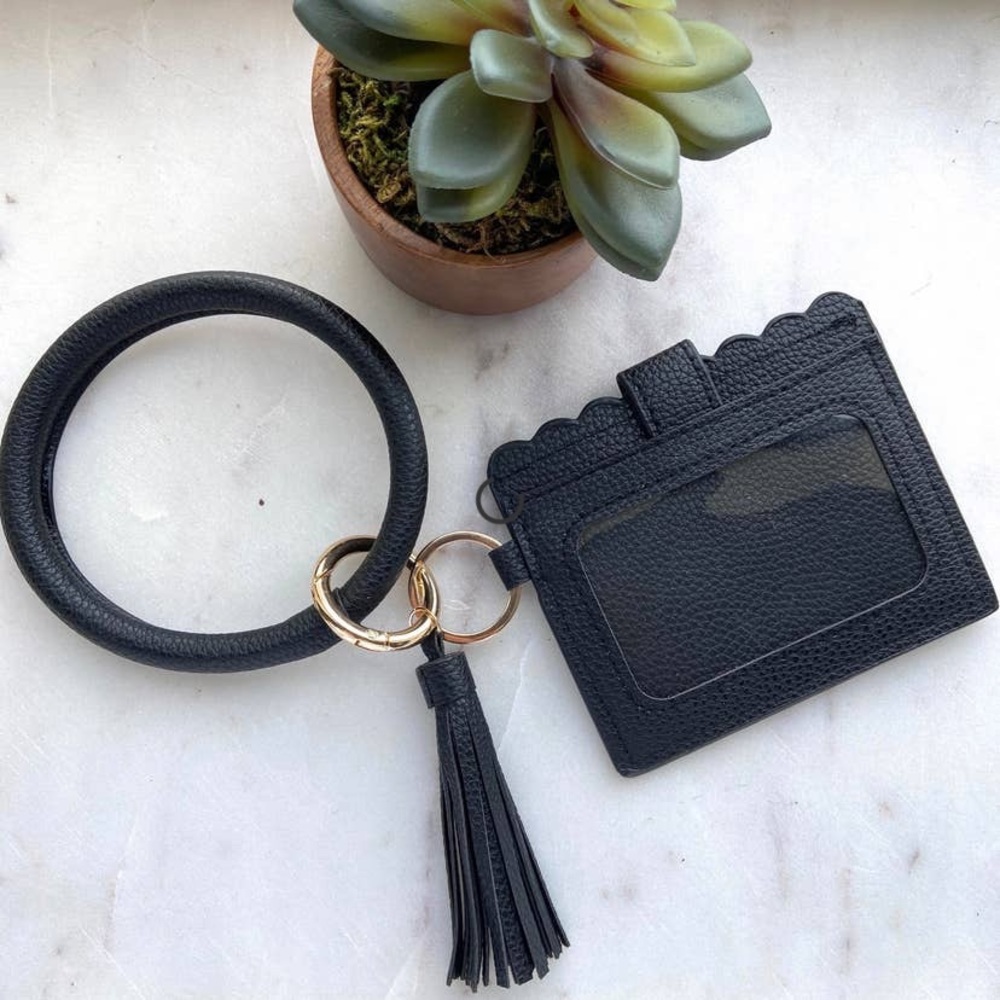 Cardholder with keyring bangle and tassel